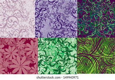 Set of seamless floral backgrounds