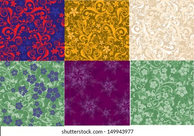 Set of seamless floral backgrounds