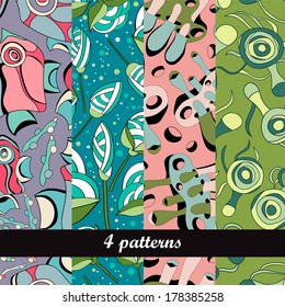 Set of seamless floral background.Seamless pattern.