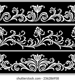 set of seamless floral borders