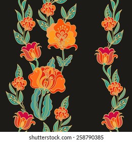 Set of seamless floral bordurs