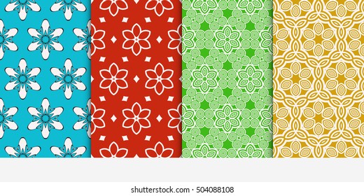Set of seamless floral color pattern. ethnic ornament. Flower style. Vector illustration. Texture for design wallpaper, pattern fills, web page, banner, flyer.