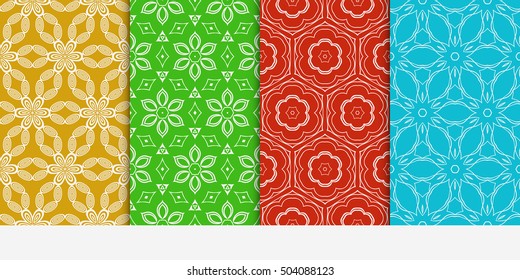 Set of seamless floral color pattern. ethnic ornament. Flower style. Vector illustration. Texture for design wallpaper, pattern fills, web page, banner, flyer.