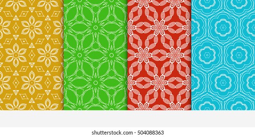 Set of seamless floral color pattern. ethnic ornament. Flower style. Vector illustration. Texture for design wallpaper, pattern fills, web page, banner, flyer.