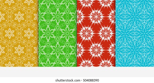 Set of seamless floral color pattern. ethnic ornament. Flower style. Vector illustration. Texture for design wallpaper, pattern fills, web page, banner, flyer.
