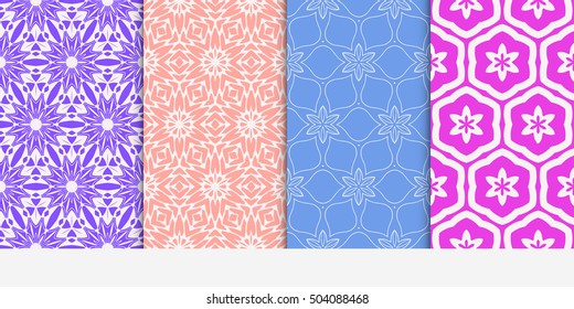 Set of seamless floral color pattern. ethnic ornament. Flower style. Vector illustration. Texture for design wallpaper, pattern fills, web page, banner, flyer.