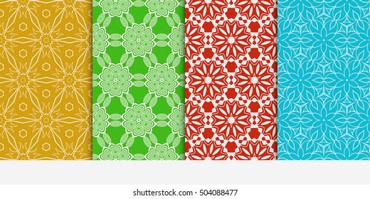 Set of seamless floral color pattern. ethnic ornament. Flower style. Vector illustration. Texture for design wallpaper, pattern fills, web page, banner, flyer.