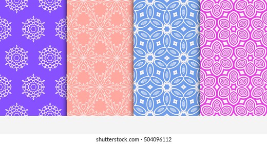Set of seamless floral color pattern. ethnic ornament. Flower style. Vector illustration. Texture for design wallpaper, pattern fills, web page, banner, flyer.