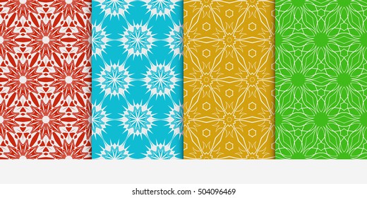 Set of seamless floral color pattern. ethnic ornament. Flower style. Vector illustration. Texture for design wallpaper, pattern fills, web page, banner, flyer.