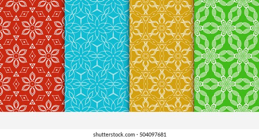 Set of seamless floral color pattern. ethnic ornament. Flower style. Vector illustration. Texture for design wallpaper, pattern fills, web page, banner, flyer.