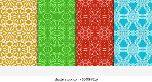 Set of seamless floral color pattern. ethnic ornament. Flower style. Vector illustration. Texture for design wallpaper, pattern fills, web page, banner, flyer.