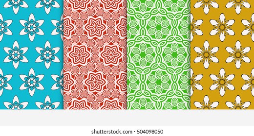 Set of seamless floral color pattern. ethnic ornament. Flower style. Vector illustration. Texture for design wallpaper, pattern fills, web page, banner, flyer.