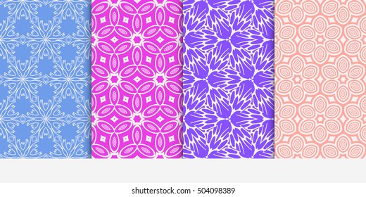 Set of seamless floral color pattern. ethnic ornament. Flower style. Vector illustration. Texture for design wallpaper, pattern fills, web page, banner, flyer.