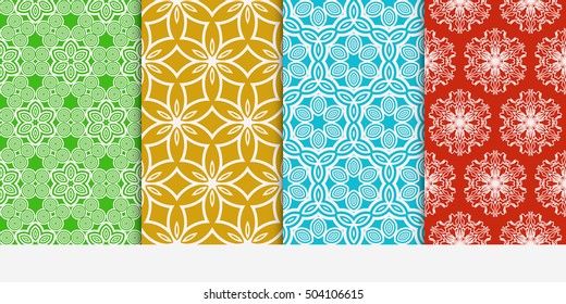 Set of seamless floral color pattern. ethnic ornament. Flower style. Vector illustration. Texture for design wallpaper, pattern fills, web page, banner, flyer.