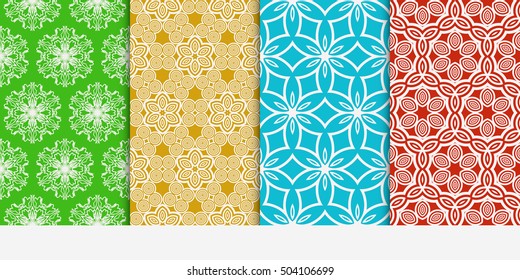 Set of seamless floral color pattern. ethnic ornament. Flower style. Vector illustration. Texture for design wallpaper, pattern fills, web page, banner, flyer.