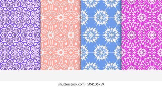 Set of seamless floral color pattern. ethnic ornament. Flower style. Vector illustration. Texture for design wallpaper, pattern fills, web page, banner, flyer.