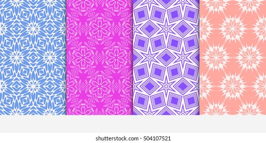 Set of seamless floral color pattern. ethnic ornament. Flower style. Vector illustration. Texture for design wallpaper, pattern fills, web page, banner, flyer.