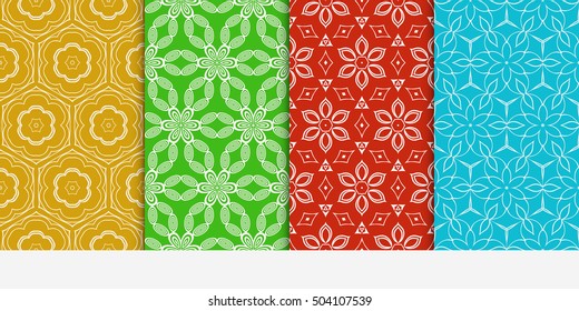 Set of seamless floral color pattern. ethnic ornament. Flower style. Vector illustration. Texture for design wallpaper, pattern fills, web page, banner, flyer.