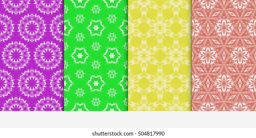 Set of seamless floral color pattern. ethnic ornament. Flower style. Vector illustration. Texture for design wallpaper, pattern fills, web page, banner, flyer.