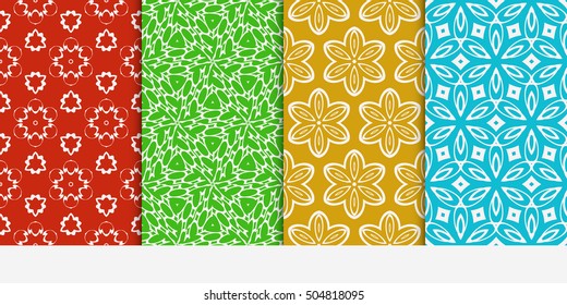 Set of seamless floral color pattern. ethnic ornament. Flower style. Vector illustration. Texture for holiday cards, Valentines day, wedding invitations, design wallpaper, pattern fills, web page