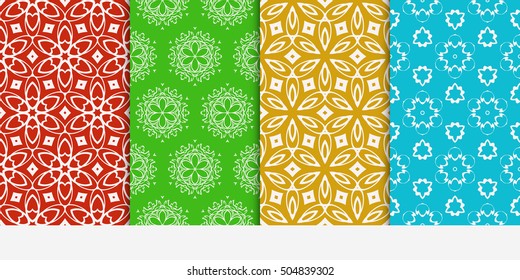 Set of seamless floral color pattern. ethnic ornament. Flower style. Vector illustration. Texture for holiday cards, Valentines day, wedding invitations, design wallpaper, pattern fills, web page