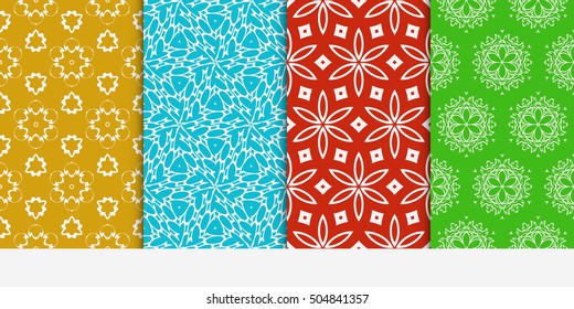 Set of seamless floral color pattern. ethnic ornament. Flower style. Vector illustration. Texture for holiday cards, Valentines day, wedding invitations, design wallpaper, pattern fills, web page