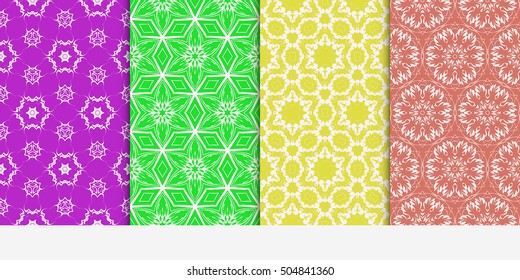 Set of seamless floral color pattern. ethnic ornament. Flower style. Vector illustration. Texture for design wallpaper, pattern fills, web page, banner, flyer.