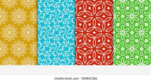 Set of seamless floral color pattern. ethnic ornament. Flower style. Vector illustration. Texture for holiday cards, Valentines day, wedding invitations, design wallpaper, pattern fills, web page