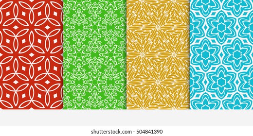 Set of seamless floral color pattern. ethnic ornament. Flower style. Vector illustration. Texture for holiday cards, Valentines day, wedding invitations, design wallpaper, pattern fills, web page