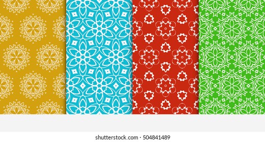 Set of seamless floral color pattern. ethnic ornament. Flower style. Vector illustration. Texture for holiday cards, Valentines day, wedding invitations, design wallpaper, pattern fills, web page