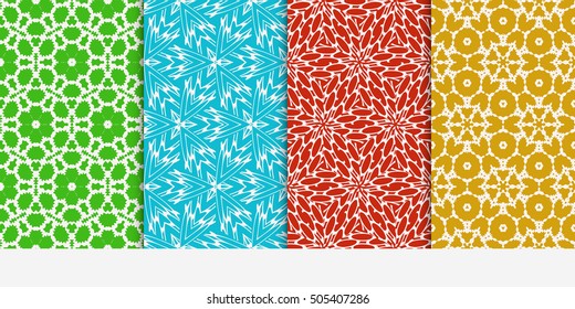 Set of seamless floral color pattern. ethnic ornament. Flower style. Vector illustration. Texture for holiday cards, Valentines day, wedding invitations, design wallpaper, pattern fills, web page