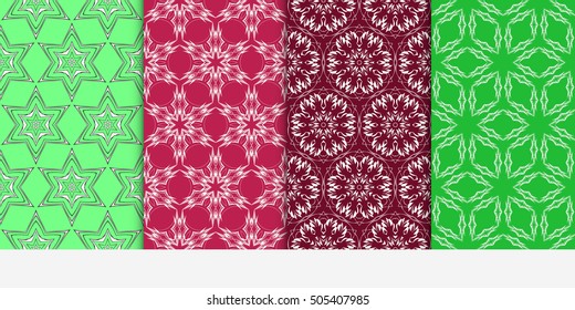 Set of seamless floral color pattern. ethnic ornament. Flower style. Vector illustration. Texture for holiday cards, Valentines day, wedding invitations, design wallpaper, pattern fills, web page