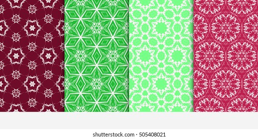 Set of seamless floral color pattern. ethnic ornament. Flower style. Vector illustration. Texture for holiday cards, Valentines day, wedding invitations, design wallpaper, pattern fills, web page