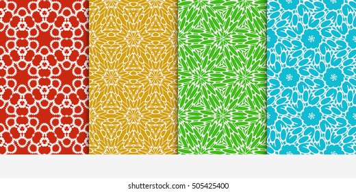 Set of seamless floral color pattern. ethnic ornament. Flower style. Vector illustration. Texture for holiday cards, Valentines day, wedding invitations, design wallpaper, pattern fills, web page