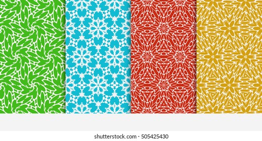 Set of seamless floral color pattern. ethnic ornament. Flower style. Vector illustration. Texture for holiday cards, Valentines day, wedding invitations, design wallpaper, pattern fills, web page