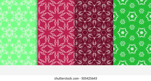 Set of seamless floral color pattern. ethnic ornament. Flower style. Vector illustration. Texture for holiday cards, Valentines day, wedding invitations, design wallpaper, pattern fills, web page