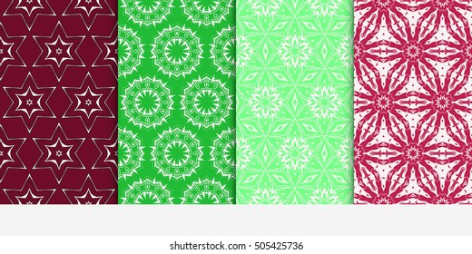 Set of seamless floral color pattern. ethnic ornament. Flower style. Vector illustration. Texture for holiday cards, Valentines day, wedding invitations, design wallpaper, pattern fills, web page