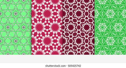 Set of seamless floral color pattern. ethnic ornament. Flower style. Vector illustration. Texture for holiday cards, Valentines day, wedding invitations, design wallpaper, pattern fills, web page