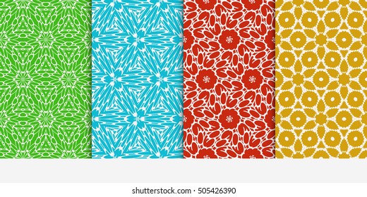 Set of seamless floral color pattern. ethnic ornament. Flower style. Vector illustration. Texture for holiday cards, Valentines day, wedding invitations, design wallpaper, fills, web page