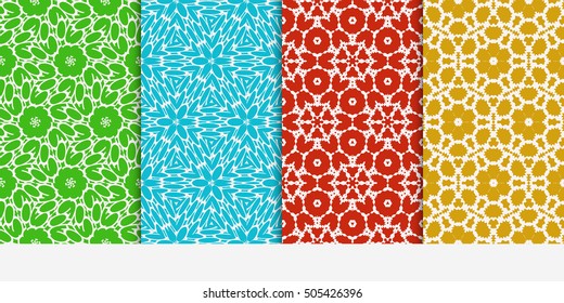 Set of seamless floral color pattern. ethnic ornament. Flower style. Vector illustration. Texture for holiday cards, Valentines day, wedding invitations, design wallpaper, pattern fills, web page