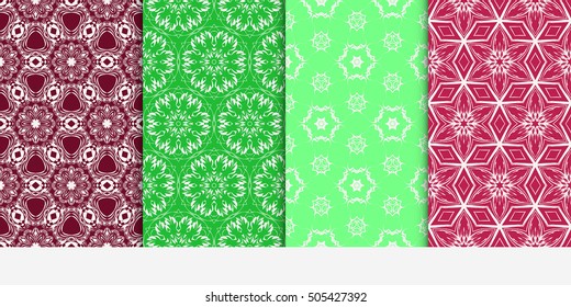 Set of seamless floral color pattern. ethnic ornament. Flower style. Vector illustration. Texture for holiday cards, Valentines day, wedding invitations, design wallpaper, pattern fills, web page