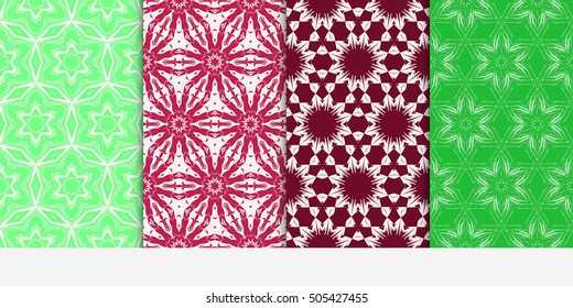 Set of seamless floral color pattern. ethnic ornament. Flower style. Vector illustration. Texture for holiday cards, Valentines day, wedding invitations, design wallpaper, pattern fills, web page
