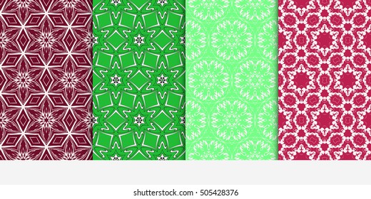 Set of seamless floral color pattern. ethnic ornament. Flower style. Vector illustration. Texture for holiday cards, Valentines day, wedding invitations, design wallpaper, pattern fills, web page