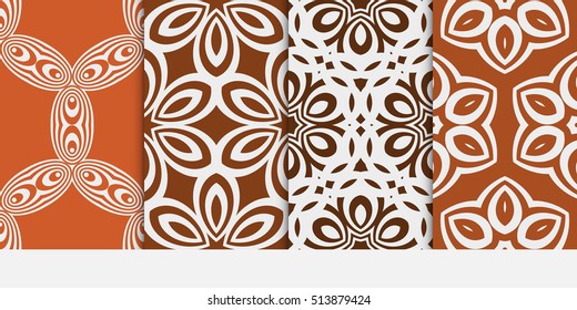 Set of seamless floral color pattern. geometric ornament. Flower style. Vector illustration. Texture for design
