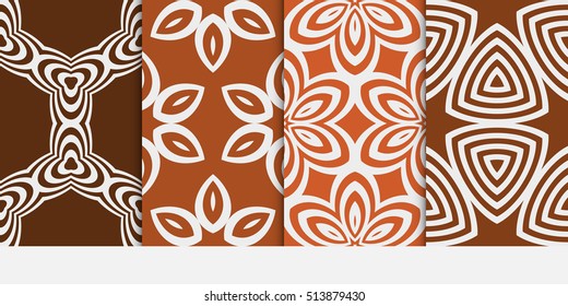 Set of seamless floral color pattern. geometric ornament. Flower style. Vector illustration. Texture for design