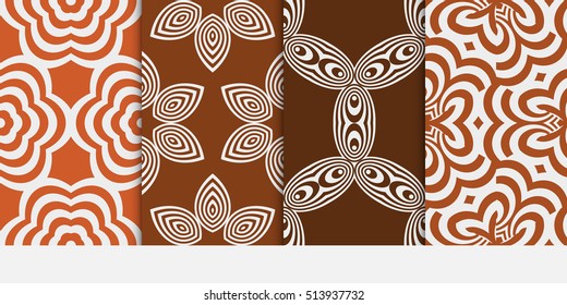 Set of seamless floral color pattern. geometric ornament. Flower style. Vector illustration. Texture for design