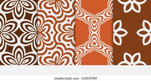 Set of seamless floral color pattern. geometric ornament. Flower style. Vector illustration. Texture for design