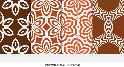 Set of seamless floral color pattern. geometric ornament. Flower style. Vector illustration. Texture for design
