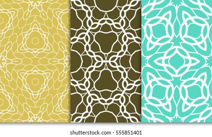 Set of seamless floral color pattern. ethnic ornament. Flower style. Vector illustration.