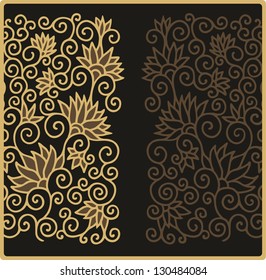 set of seamless floral decor in orient style